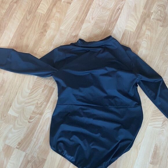 Land’s End Rash guard one piece long sleeve swimsuit 1/4 zip black Various Size - Picture 10 of 11